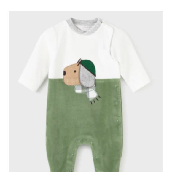 Mayoral Embroidered Applique footed one-piece ECOFRIENDS newborn onesie - Picture 5 of 5